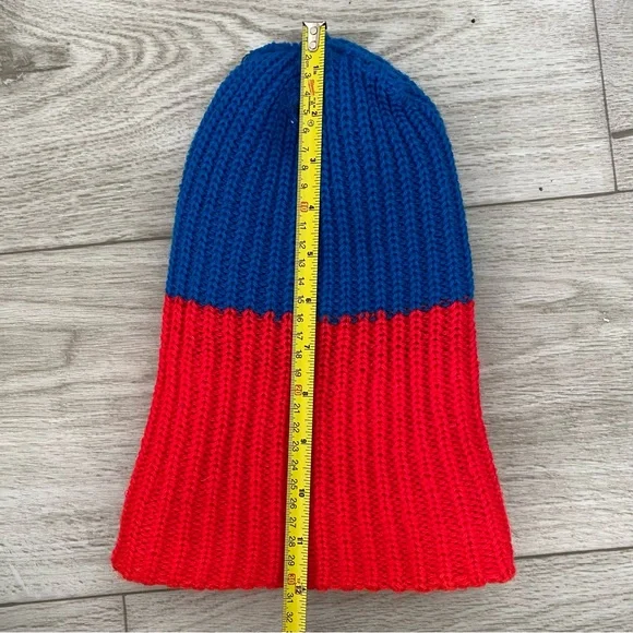 Vintage Blue and Red Knit Beanie “Modulate with ME” 70’s - Picture 9 of 12